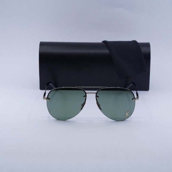 Saint Laurent CLASSIC 11 M 003 Aviator Sunglasses - Gold/Green - Picture 6 of 11